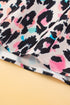 Western Leopard Print Batwing Sleeve Plus Size Top