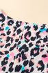 Western Leopard Print Batwing Sleeve Plus Size Top