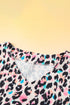 Western Leopard Print Batwing Sleeve Plus Size Top