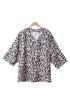 Western Leopard Print Batwing Sleeve Plus Size Top