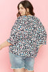 Western Leopard Print Batwing Sleeve Plus Size Top
