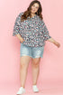 Western Leopard Print Batwing Sleeve Plus Size Top