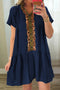 Western Leopard Print Button Detail Short Sleeve Tunic Mini Dress