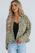 Western Leopard Print Button Down Seam Detail Denim Jacket