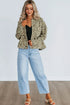Western Leopard Print Button Down Seam Detail Denim Jacket