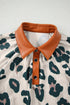 Western Leopard Print Contrast Collar Short Sleeve Blouse