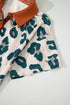 Western Leopard Print Contrast Collar Short Sleeve Blouse
