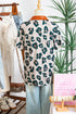 Western Leopard Print Contrast Collar Short Sleeve Blouse