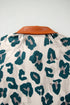 Western Leopard Print Contrast Collar Short Sleeve Blouse