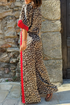 Western Leopard Print Contrast Detail Loose Pant Set