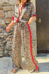 Western Leopard Print Contrast Detail Loose Pant Set