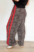 Western Leopard Print Contrast Lace Drawstring Pants