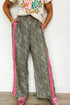 Western Leopard Print Contrast Lace Drawstring Pants