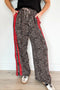 Western Leopard Print Contrast Lace Drawstring Pants