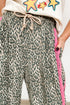 Western Leopard Print Contrast Lace Drawstring Pants