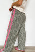Western Leopard Print Contrast Lace Drawstring Pants