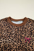 Western Leopard Print Contrast Trim Long Sleeve Pant Set