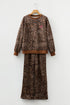 Western Leopard Print Contrast Trim Long Sleeve Pant Set