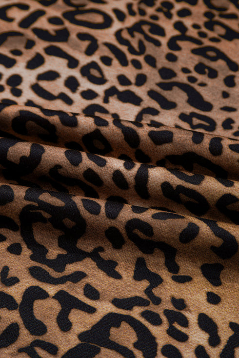 Western Leopard Print Contrast Trim Long Sleeve Pant Set