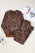 Western Leopard Print Contrast Trim Long Sleeve Pant Set
