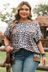 Western Leopard Print Contrast Trim Short Sleeve Loose Top
