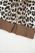 Western Leopard Print Contrast Trim Short Sleeve Loose Top
