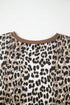 Western Leopard Print Contrast Trim Short Sleeve Loose Top