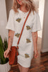 Western Leopard Print Cow Head Sequin Applique T Shirt Dress