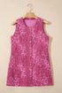 Western Leopard Print Denim Buttoned Sleeveless Shift Mini Dress