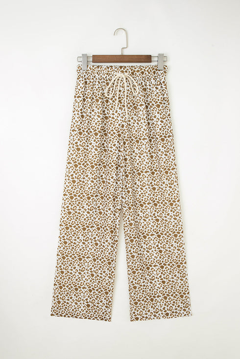 Western Leopard Print Drawstring Elastic Waist Loose Pants