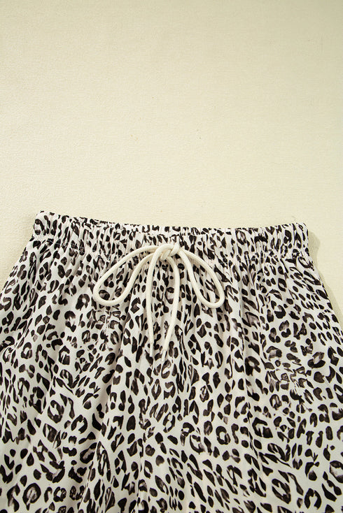 Western Leopard Print Drawstring Elastic Waist Loose Pants