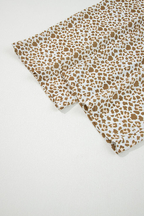 Western Leopard Print Drawstring Elastic Waist Loose Pants