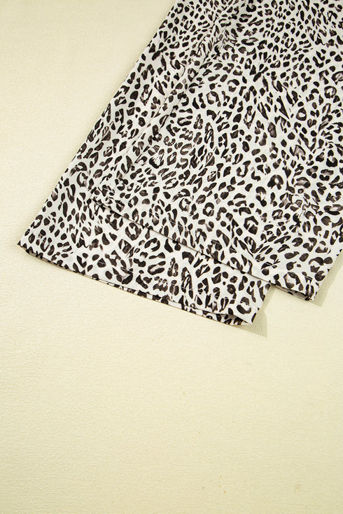 Western Leopard Print Drawstring Elastic Waist Loose Pants