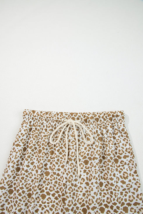 Western Leopard Print Drawstring Elastic Waist Loose Pants