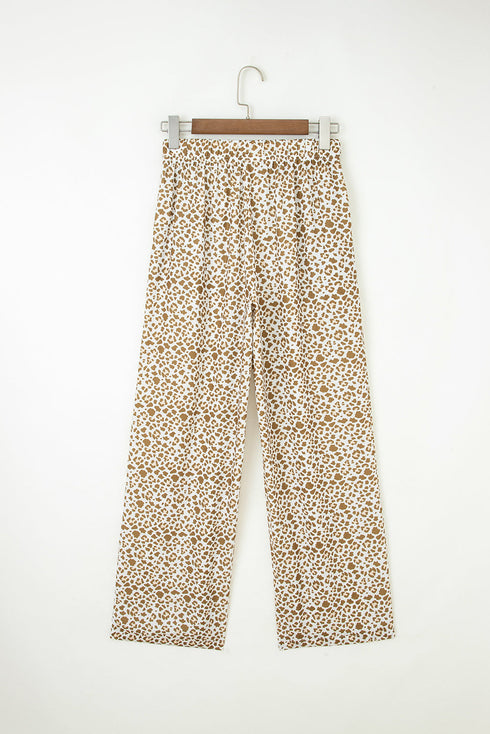 Western Leopard Print Drawstring Elastic Waist Loose Pants