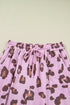 Western Leopard Print Drawstring Patch Pocket Wide Leg Pants