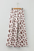 Western Leopard Print Drawstring Patch Pocket Wide Leg Pants