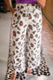Western Leopard Print Drawstring Patch Pocket Wide Leg Pants