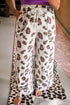 Western Leopard Print Drawstring Patch Pocket Wide Leg Pants