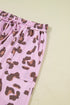 Western Leopard Print Drawstring Patch Pocket Wide Leg Pants