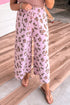 Western Leopard Print Drawstring Patch Pocket Wide Leg Pants