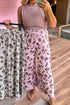 Western Leopard Print Drawstring Patch Pocket Wide Leg Pants