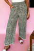 Western Leopard Print Elastic Waist Pull On Wide Leg Jeans