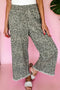 Western Leopard Print Elastic Waist Pull On Wide Leg Jeans