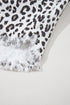 Western Leopard Print Frayed Hem Stretch Denim Shorts