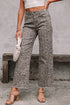 Western Leopard Print Frayed High Waist Wide Leg Jeans
