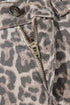 Western Leopard Print Frayed High Waist Wide Leg Jeans