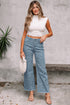 Western Leopard Print Frayed High Waist Wide Leg Jeans