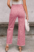 Western Leopard Print Frayed High Waist Wide Leg Jeans