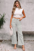 Western Leopard Print Frayed High Waist Wide Leg Jeans